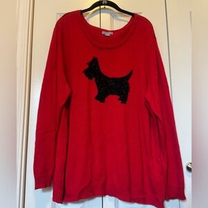 Laura Scott Red Scottie Dog Sweater Women's 2X‎ Pullover Top